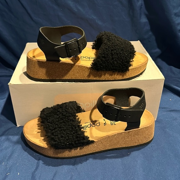 Papillio Shoes - NEW Papillio- GLENDA, TEDDY BLACK, Natural Leather/Fur, 7 women QS